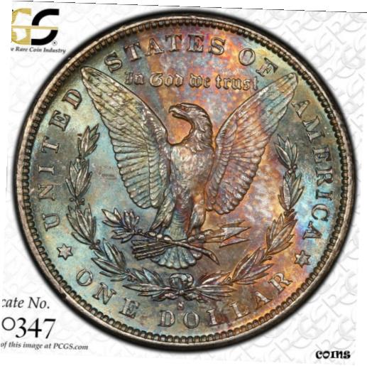 【極美品/品質保証書付】 アンティークコイン コイン 金貨 銀貨 [送料無料] 1881-S PCGS MS64 Morgan Silver Dollar $1 - Colorful Blue & Orange Textile Toned