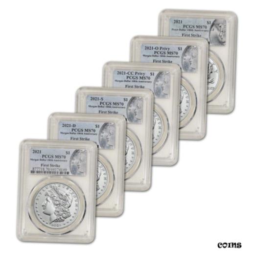 【極美品/品質保証書付】 アンティークコイン 銀貨 2021 US Six Coin Morgan and Peace Silver Dollar Set - PCGS MS70 First Strike [送料無料] #sct-wr-010573-1252