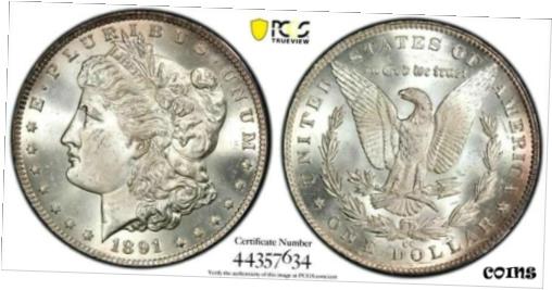  アンティークコイン 1891-CC " Spitting Eagle " PCGS MS63 GOLD Shield Silver MORGAN Dollar $1 TOP-100  #cot-wr-010573-1733