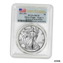 2021-(W) $1 アメリカン シルバー イーグル タイプ 1 PCGS MS70 ファースト ストライク フラグ ラベル .9992021-(W) $1 American Silver Eagle Type 1 PCGS MS70 First Strike Flag label .999(3)