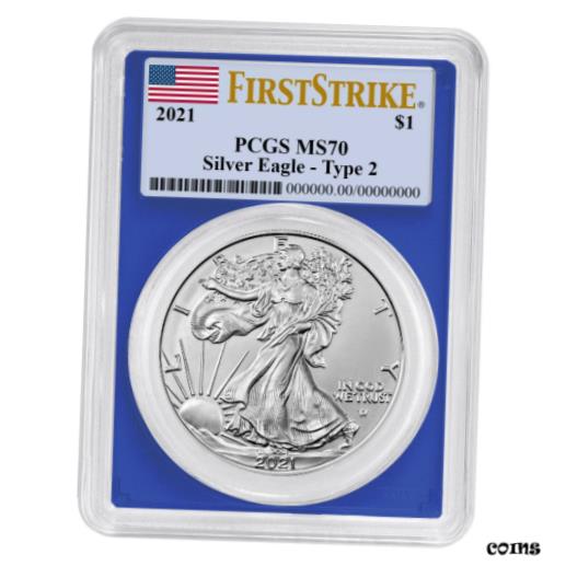 yɔi/iۏ؏tz AeB[NRC RC   [] 2021 $1 Type 2 American Silver Eagle PCGS MS70 FS Flag Label Blue Frame