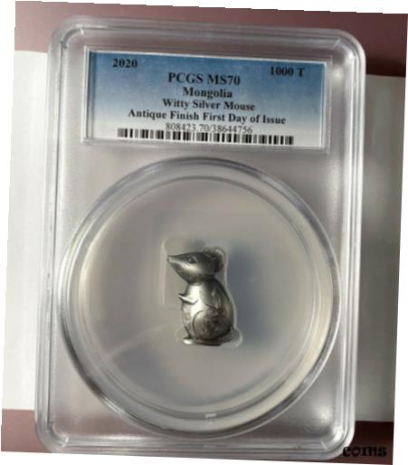  アンティークコイン コイン 金貨 銀貨  2020 Mongolia 1000 To g Witty Mouse 1 oz Antique Silver Coin PCGS MS70 FDI