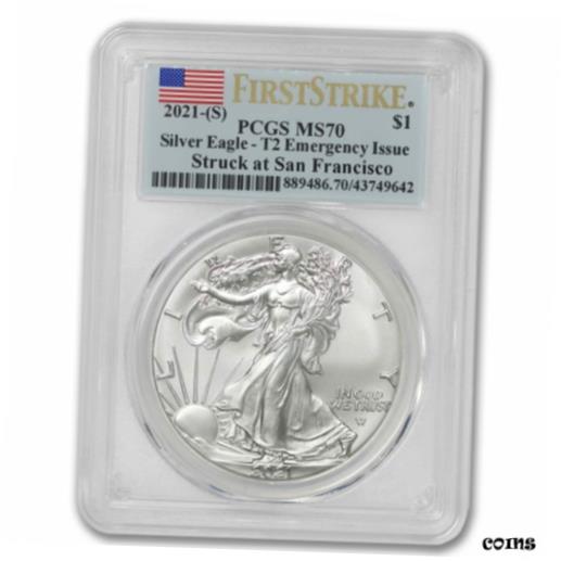 yɔi/iۏ؏tz AeB[NRC RC   [] 2021-(S) 1oz Silver American Eagle Type 2 PCGS MS70 First Strike w/ Flag label