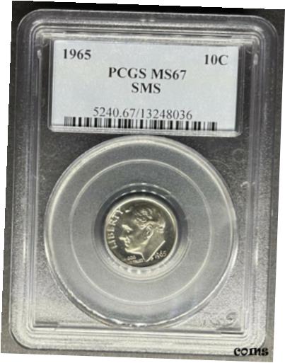 【極美品/品質保証書付】 アンティークコイン コイン 金貨 銀貨 [送料無料] 1965 SMS Roosevelt Dime PCGS MS-67, Buy 3 Items, Get $5 Off!!