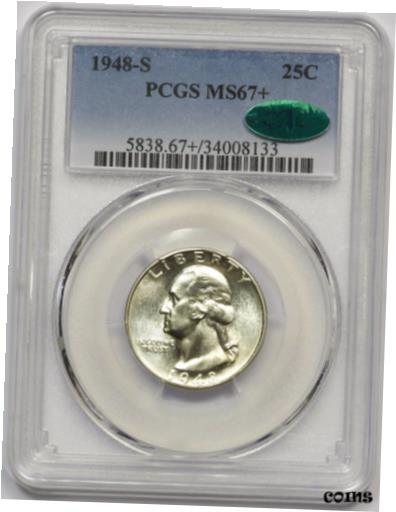  アンティークコイン 硬貨 1948-S PCGS MS-67+ CAC WASHINGTON QUARTER! FROSTY WHITE! PROOFLIKE! IMMACULATE!  #oot-wr-010574-904