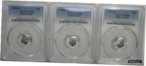 yɔi/iۏ؏tz AeB[NRC  1964 - D 10C Roosevelt Silver Dime DDR FS-802 PCGS MS66 65 64 BU UNC #STM950 [] #sot-wr-010575-1175