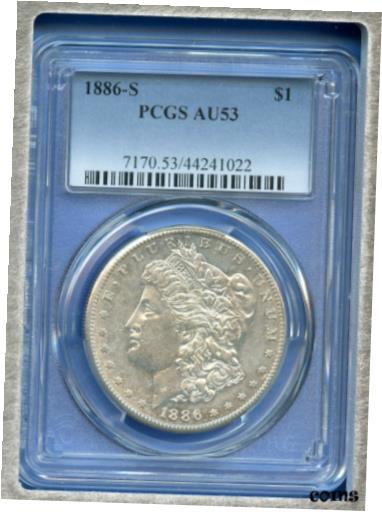 yɔi/iۏ؏tz AeB[NRC RC   [] 1886 S PCGS AU53 Morgan Dollar $1 US Mint Silver Rare Date 1886-S AU-53 PQ !