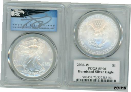 yɔi/iۏ؏tz AeB[NRC RC   [] 2006-W Burnished Silver Eagle SP70 PCGS T Cleveland Blue Eagle