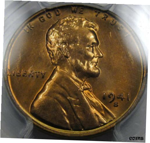 【極美品/品質保証書付】 アンティークコイン コイン 金貨 銀貨 [送料無料] 1941-S Lincoln Cent PCGS MS-66 RD... Flashy, Lustrous, SO Very NICE!!