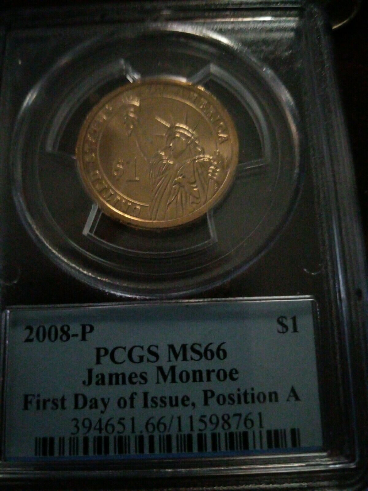  アンティークコイン コイン 金貨 銀貨  2008 P Positions A PCGS MS66 FDI James Monroe 1 Dollar Coin