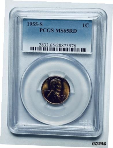 【極美品/品質保証書付】 アンティークコイン コイン 金貨 銀貨 [送料無料] 1955-S Lincoln Wheat Reverse Cent PCGS MS65RD 1
