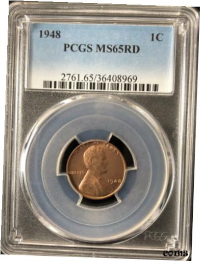1948 1C RD 󥫡 1  PCGS MS65RD 364089691948 1C RD Lincoln Wheat ...