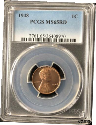 1948 1C RD 󥫡 1  PCGS MS65RD 364089701948 1C RD Lincoln Wheat ...