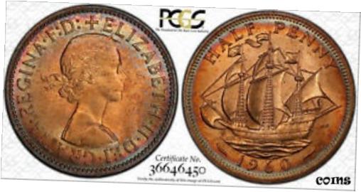 ڶ/ʼݾڽա ƥ    [̵] NQC 1960 1/2D Great Britain S-4158 PCGS 65 RB (Tone Colors) None Graded Higher