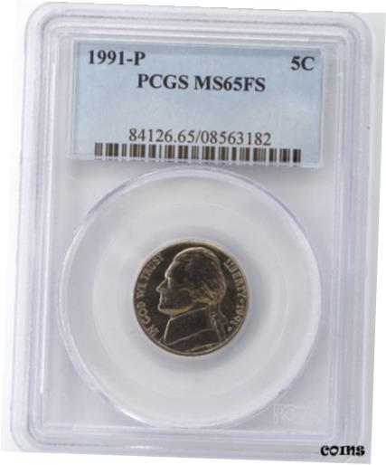 【極美品/品質保証書付】 アンティークコイン コイン 金貨 銀貨 送料無料 1991-P JEFFERSON NICKEL PCGS MS65FS FULL STEPS 563182