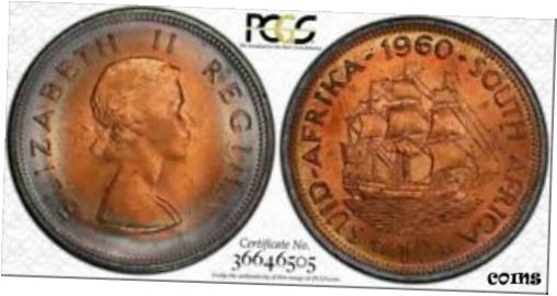 ڶ/ʼݾڽա ƥ    [̵] 1960 SOUTH AFRICA 1 PENNY PCGS MS65RB RAINBOW CIRCLE TONED ONLY 1 GRADED HIGHER