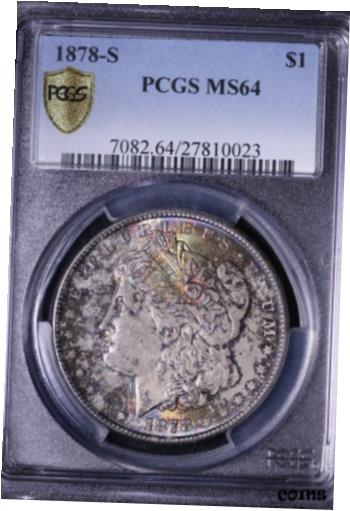  アンティークコイン コイン 金貨 銀貨  1878-S Morgan Silver Dollar PCGS MS64 Uniquely Toned FREE SHIPPING WCMX