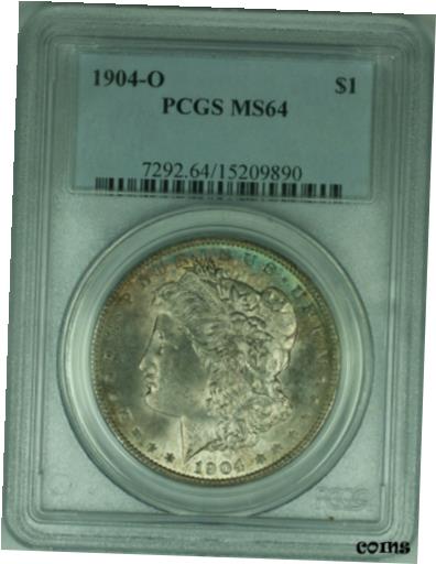 【極美品/品質保証書付】 アンティークコイン コイン 金貨 銀貨 送料無料 1904-O Morgan Silver Dollar S 1 PCGS MS-64 Light Crescent Toning (31 G)