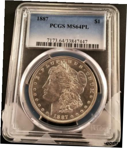  アンティークコイン コイン 金貨 銀貨  Blue Chip Quality 1887 Morgan Silver Dollar PCGS MS64 PL AL753