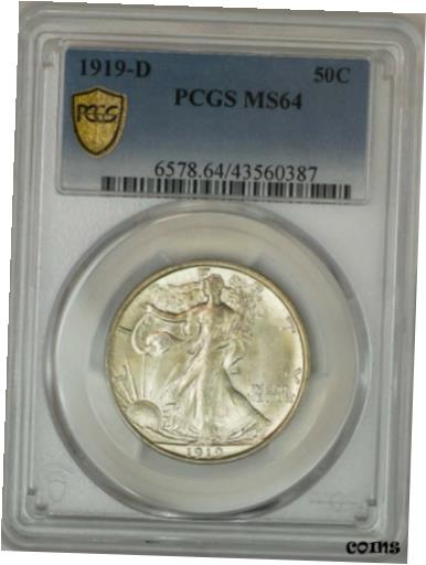 【極美品/品質保証書付】 アンティークコイン 硬貨 1919-D Walking Liberty Half 50c MS64 PCGS Secure 943751-11 [送料無料] #oot-wr-010648-5669