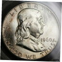 【極美品/品質保証書付】 アンティークコイン コイン 金貨 銀貨 [送料無料] 1960 Franklin Silver Half Dollar, PCGS MS-64 Toned