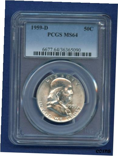 yɔi/iۏ؏tz AeB[NRC RC   [] 1959 D PCGS MS64 Franklin Half Dollar 50c US Mint 1959-D PCGS MS-64 PQ Coin !