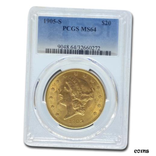 【極美品/品質保証書付】 アンティークコイン 金貨 1905-S $20 Liberty Gold Double Eagle MS-64 PCGS [送料無料] #got-wr-010649-411