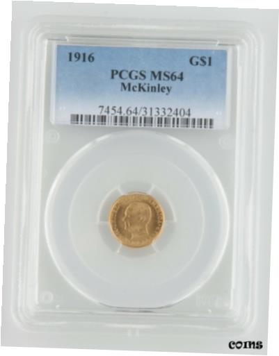 【極美品/品質保証書付】 アンティークコイン 金貨 1916 McKinley Gold One Dollar Commemorative MS-64 PCGS G$1 Coin KM-144 [送料無料] #gct-wr-010649-900