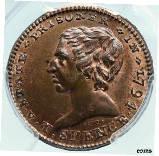 【極美品/品質保証書付】 アンティークコイン 硬貨 1794 ENGLAND UK Middlesex Spence's POLITICAL PRISONER Conder Token PCGS i84007 [送料無料] #oot-wr-010676-1358