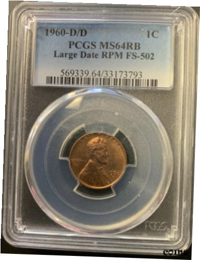 ڶ/ʼݾڽա ƥ    [̵] 1960 D D/D RPM FS 502 Lincoln Cent 1c PCGS MS64RB! 3693 ENN COINS