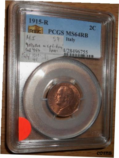 ڶ/ʼݾڽա ƥ    [̵] Italy 1915-R 2 centesimi MS64 Red Brown (90% Red, a few spots) in PCGS holder