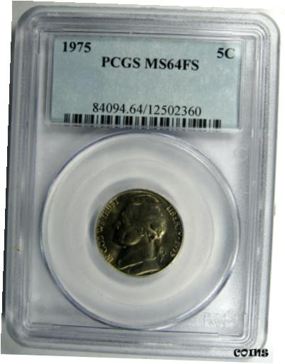 【極美品/品質保証書付】 アンティークコイン コイン 金貨 銀貨 [送料無料] 1975 Jefferson Nickel MS-64 5FS PCGS