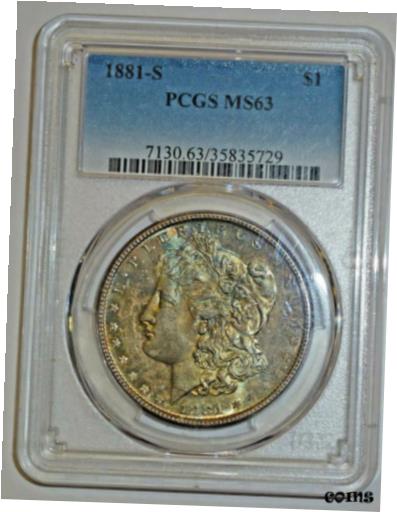  アンティークコイン コイン 金貨 銀貨  1881-S Morgan Silver Dollar PCGS MS63 GREAT Toning Reflective Surfaces