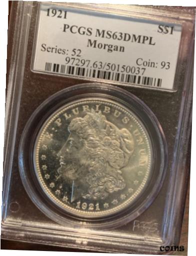 【極美品/品質保証書付】 アンティークコイン 銀貨 Morgan Silver Dollar 1921 P PCGS MS 63 DMPL Ultra Rare OLD HOLDER - Need Cac Sub [送料無料] #sot-wr-010706-261