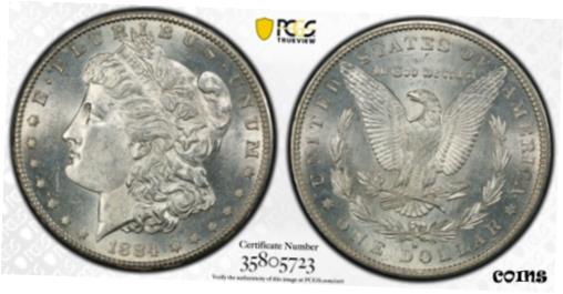 【極美品/品質保証書付】 アンティークコイン 硬貨 1884-S PCGS MS63 Morgan Dollar $1 [送料無料] #oo..