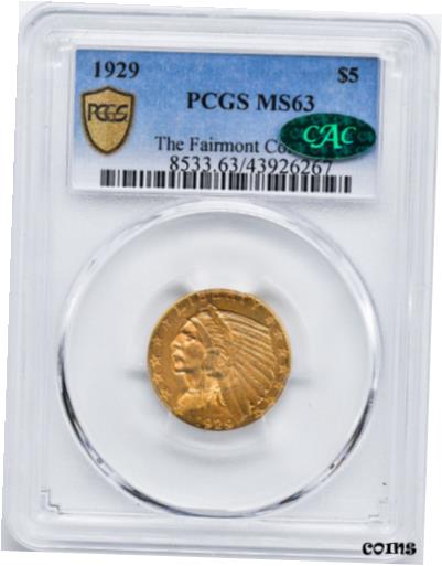 【極美品/品質保証書付】 1929 INDIAN HEAD $5 PCGS MS 63