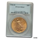【極美品/品質保証書付】 1926-D $20 Saint-Gaudens Gold Double Eagle MS-63 PCGS - SKU#166570