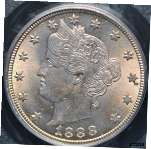  アンティークコイン コイン 金貨 銀貨  1888 LIBERTY "V" NICKEL PCGS MS 63 NICE LUSTER COMPLIMENTED BY A ROSEY GOLD GLOW