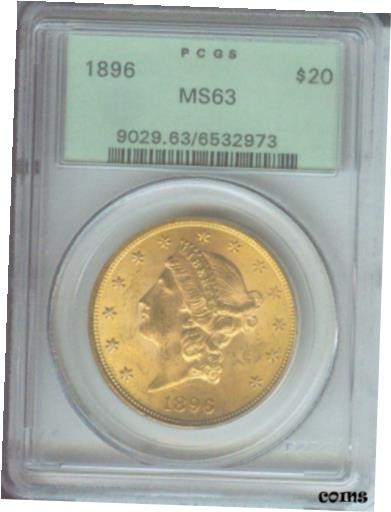 【極美品/品質保証書付】 アンティークコイン 金貨 1896 ( 1896-P ) $20 Gold LIBE...