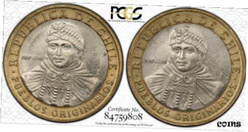 【極美品/品質保証書付】 アンティークコイン 硬貨 (2005-2006) Chile 100p PCGS MS63 2/obv Bi-Metal TrueView - RicksCafeAmerican.com [送料無料] #oot-wr-010710-16