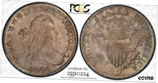 【極美品/品質保証書付】 アンティークコイン 硬貨 1806/5 PCGS & CAC MS63+ Overton 103a Draped Bust..