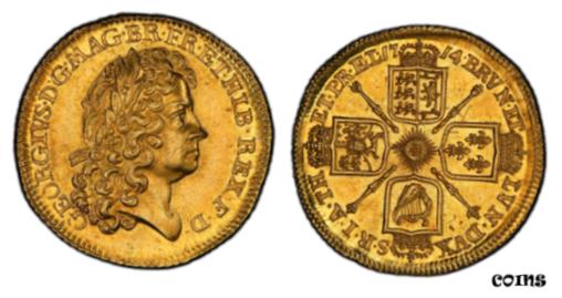 【極美品/品質保証書付】 GREAT BRITAIN George I 1714 AV Guinea PCGS MS63 S-3628; Fr-327