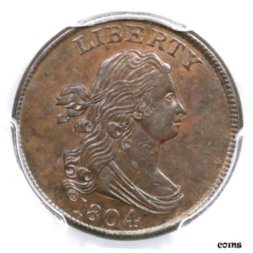 【極美品/品質保証書付】 アンティークコイン 硬貨 1804 C-9 R-2 PCGS MS 63 BN Crosslet 4, Stems Draped Bust Half Cent Coin 1/2c [送料無料] #oct-wr-010711-1654