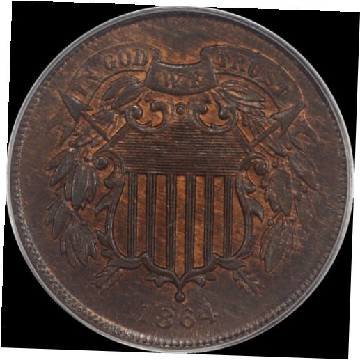 ڶ/ʼݾڽա ƥ    [̵] 1864 Large Motto Two Cent Piece PCGS MS63RB a Rich Surface with Fiery Splashes