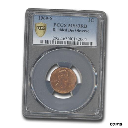 【極美品/品質保証書付】 アンティークコイン 硬貨 1969-S Lincoln Cent MS-63 PCGS (Red/Brown, Doubl..