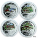 【極美品/品質保証書付】 アンティークコイン コイン 金貨 銀貨 送料無料 Singapore set of 4 coins Southern parks trees silver coin 2008