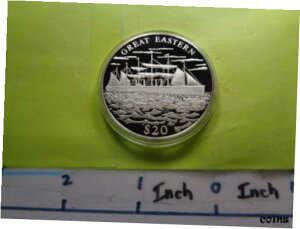 SS グレート イースタン 外輪船 リベリア 2000 $20 レア 999 シルバー コイン レア T-9SS GREAT EASTERN PADDLEWHEEL SHIP LIBERIA 2000 $20 RARE 999 SILVER COIN RARE T-9