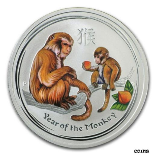 ڶ/ʼݾڽա ƥ    [̵] Perth Mint Australia $ 0.5 Coloured Monkey 2016 1/2 oz .999 Silver Coin