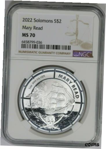 【極美品/品質保証書付】 アンティークコイン コイン 金貨 銀貨 [送料無料] 2022 NGC Solomon Islands Mary Read Pirate Queens 1 oz 999 Silver MS70