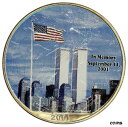 2001 9/11 ツイン タワー神のご加護をアメリカ国旗に色付けされたアメリカン シルバー イーグル2001 9/11 Twin Towers God Bless America Flag Colorized American Silver Eagle